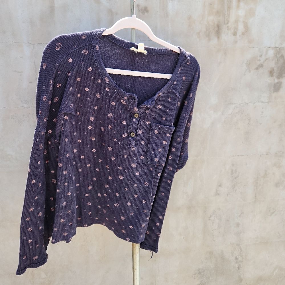 Madewell floral waffle knit henley